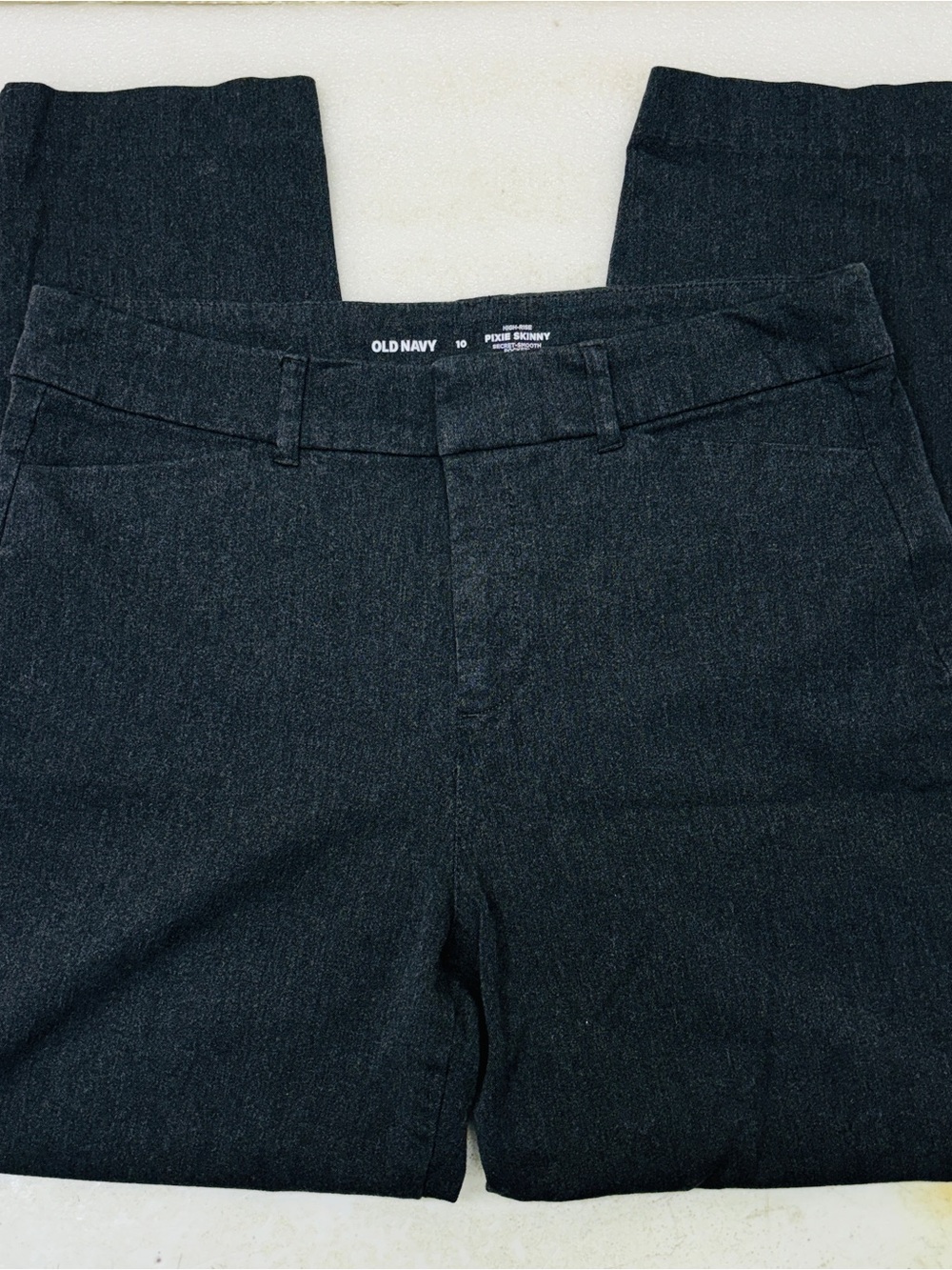 OLD NAVY Sz 10 Charcoal Dark Gray High-Rise Pixie Skinny Ankle Dress Pants • EX‼